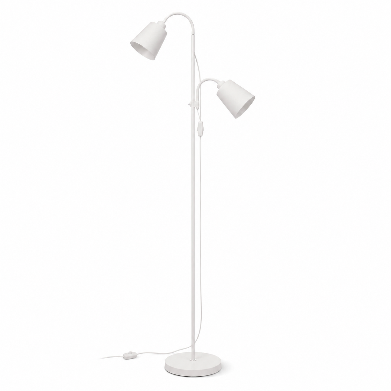 White Floor Lamp - Modern 2-Head E27 Reading Lamp