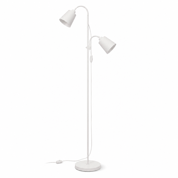 White Floor Lamp - Modern 2-Head E27 Reading Lamp