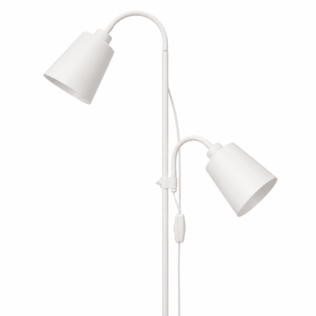 White Floor Lamp - Modern 2-Head E27 Reading Lamp