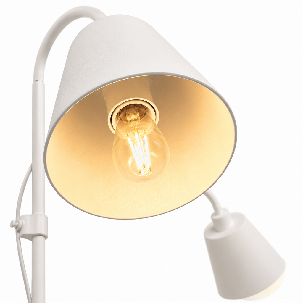 White Floor Lamp - Modern 2-Head E27 Reading Lamp