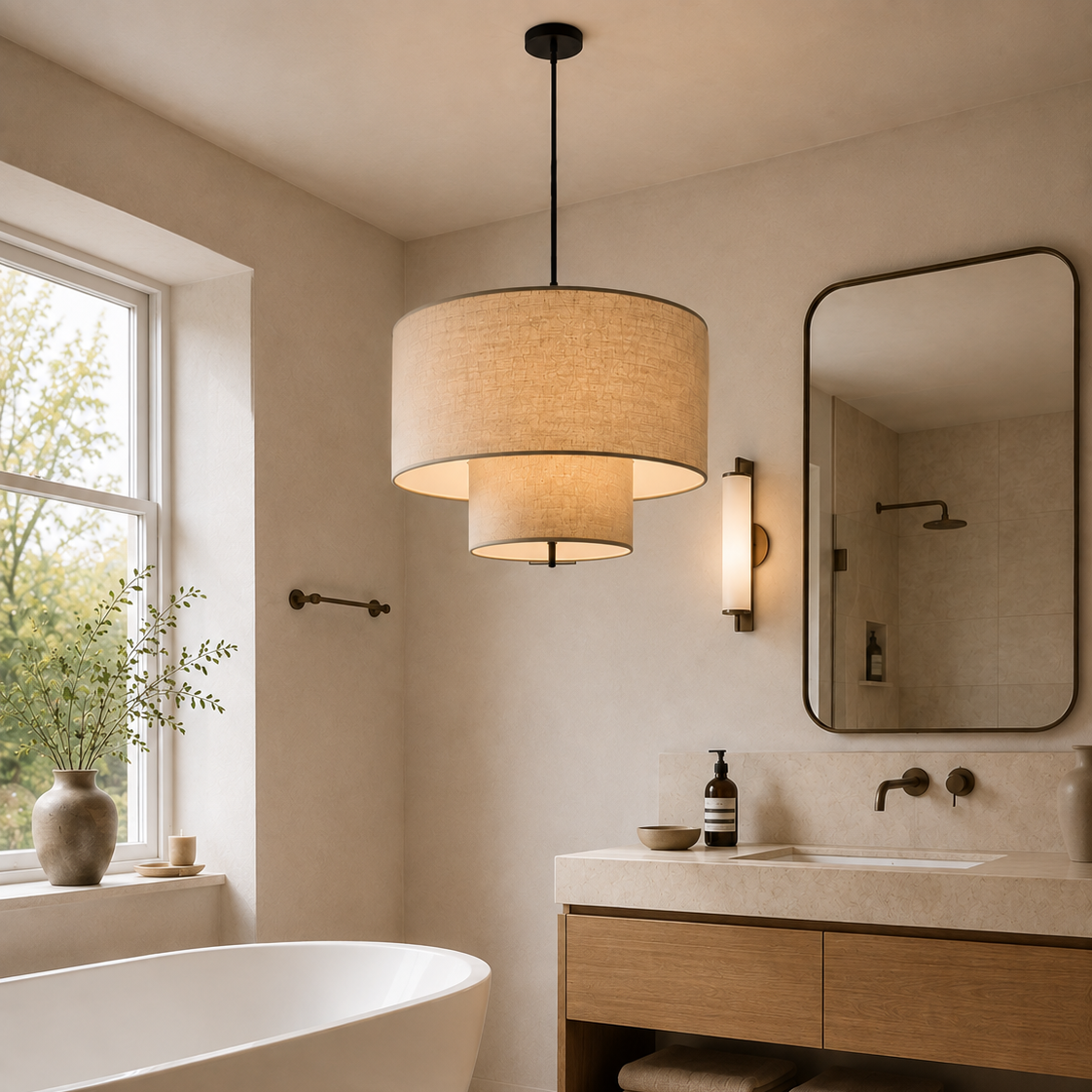 Pebble pendant light - bathroom 1