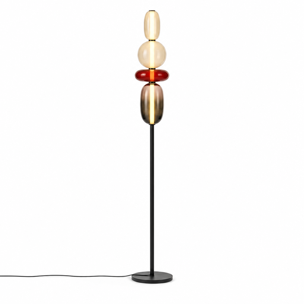 Stacked Glass Totem Floor Lamp | 4 Shades, 130/160 cm, Dimmable Standing Light