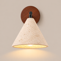 Travertine Cone Wall Light | Natural Stone Wabi-Sabi Sconce, Bedside & Hallway