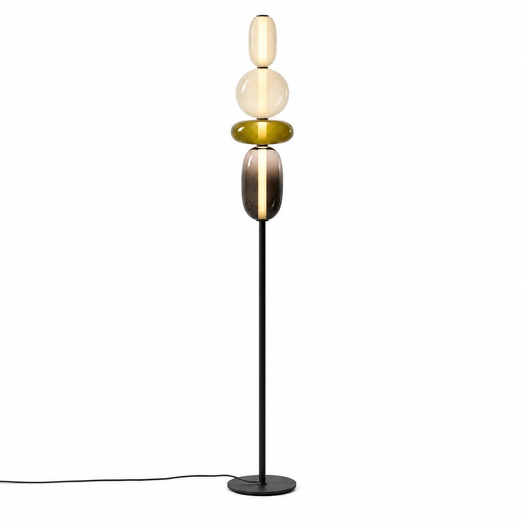 Stacked Glass Totem Floor Lamp | 4 Shades, 130/160 cm, Dimmable Standing Light