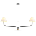 Black & Brass Chandelier | White Fabric Shades, 2 or 6 Arms, 130 cm Wide, Adjustable Rod