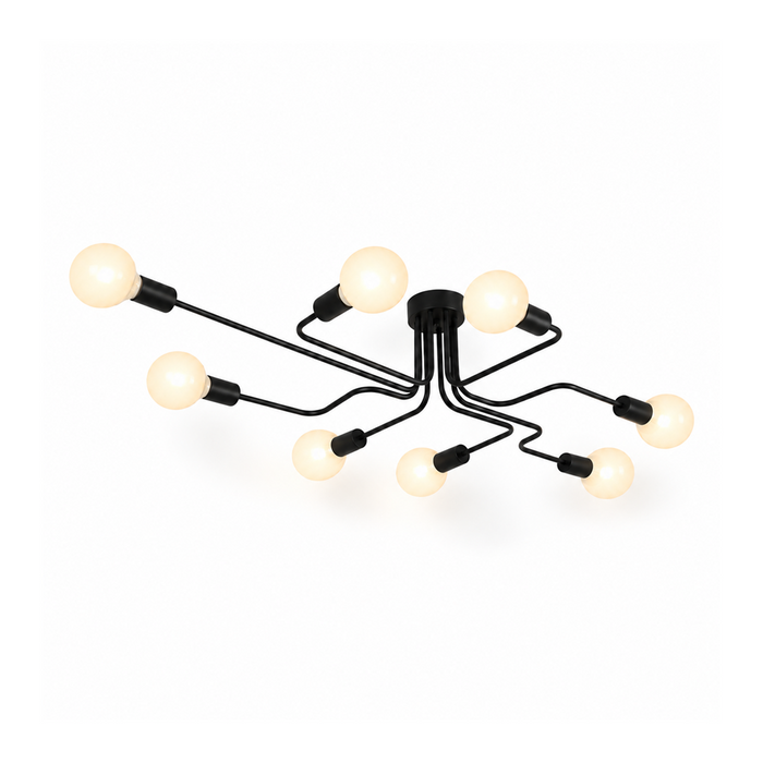 Sputnik Semi-Flush Chandelier | Black & Copper, 6 or 8 Light, Mid-Century E27