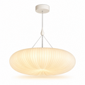 Pleated Acrylic Pendant Light | White Dome Shade, 45 cm, Corded Ceiling Fixture