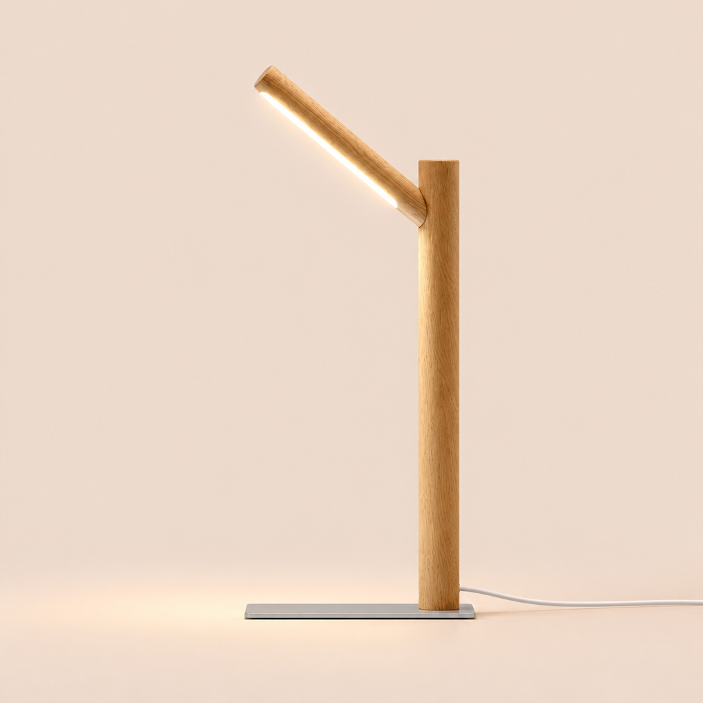 Solid Wood LED Reading Lamp | Walnut or Beech, Minimalist Desk & Bedside Light