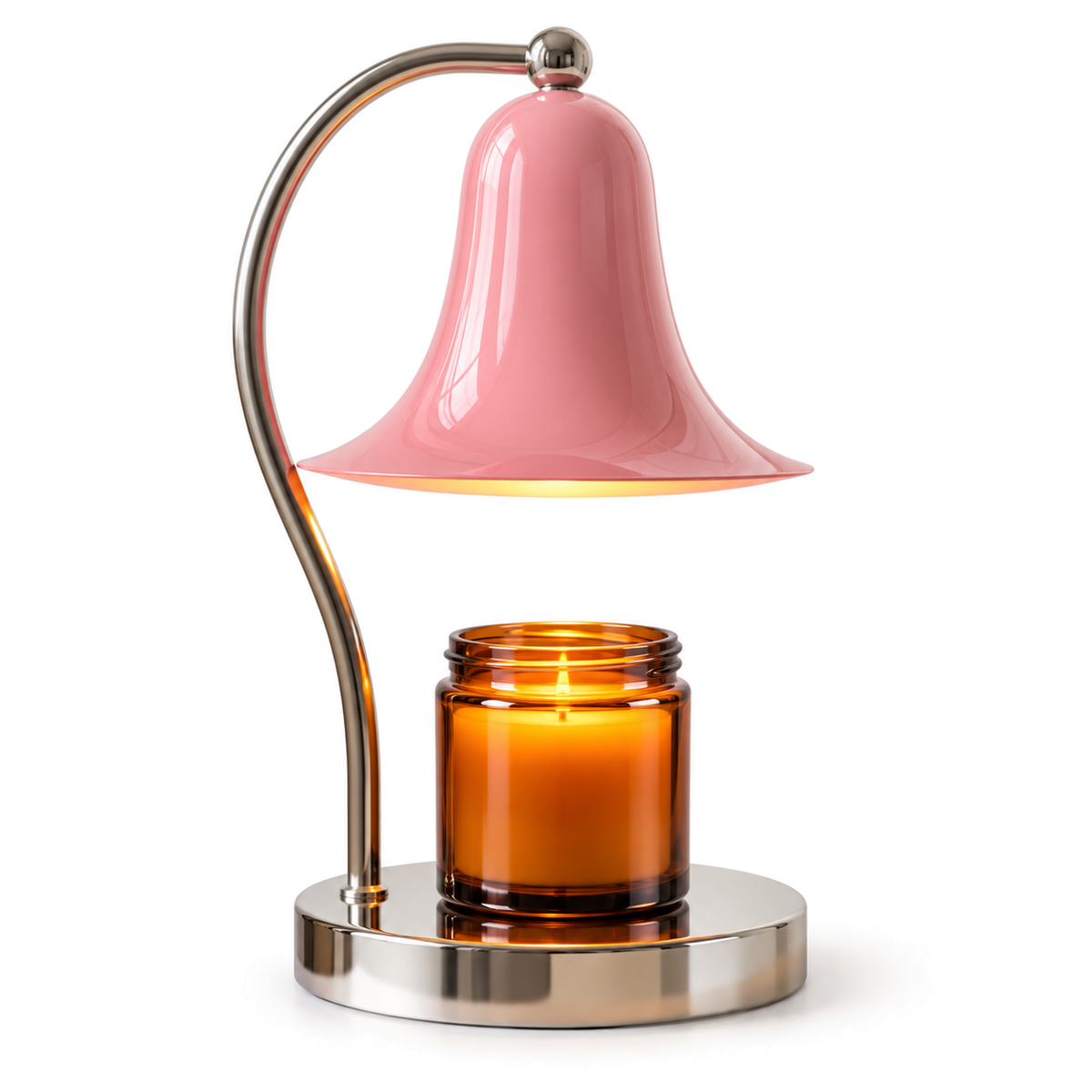 Bell Shade Candle Warmer Lamp | Chrome Arm & Base, Silver Red Yellow or Pink, Gift for Her