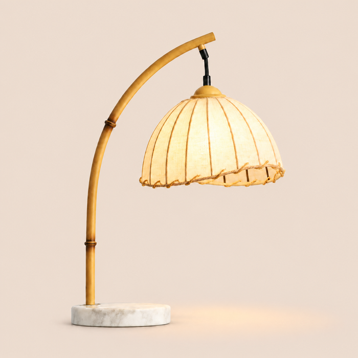 Japanese Lantern Table Lamp 54cm - Marble Base Vintage Bedside Light