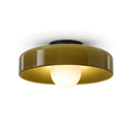 Coloured Glass Flush Ceiling Light | Tinted Glass Disc, 25 cm, Brown, White, Green or Yellow