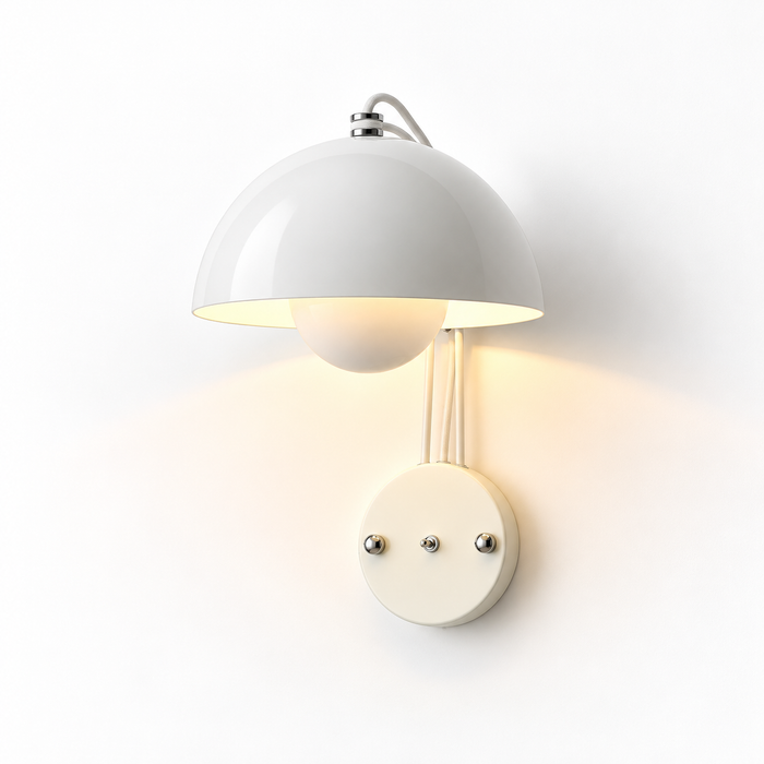 Mushroom Dome Wall Light | Glossy Shade & Globe, Toggle Switch, 6 Colours, 25 cm