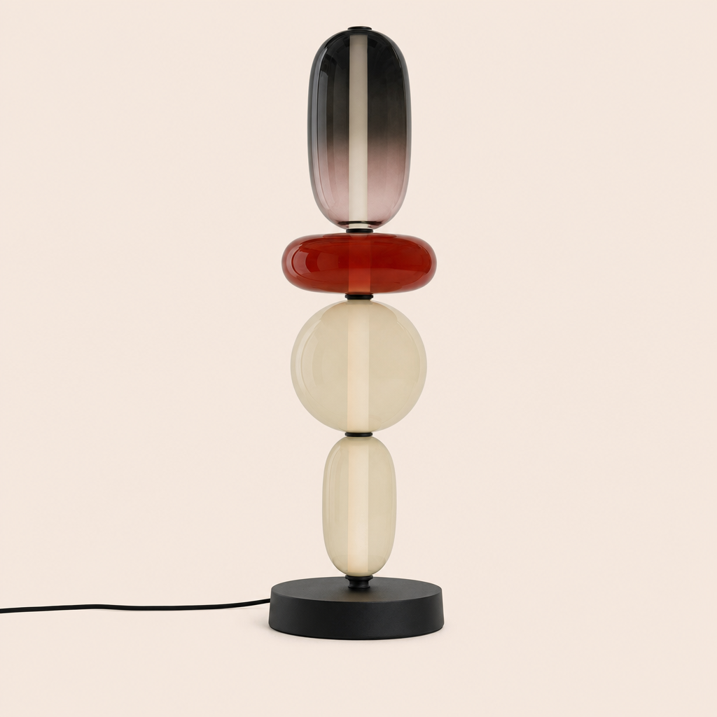 Stacked Glass Totem Table Lamp | 4 Coloured Shades, 66 cm, Console & Sideboard