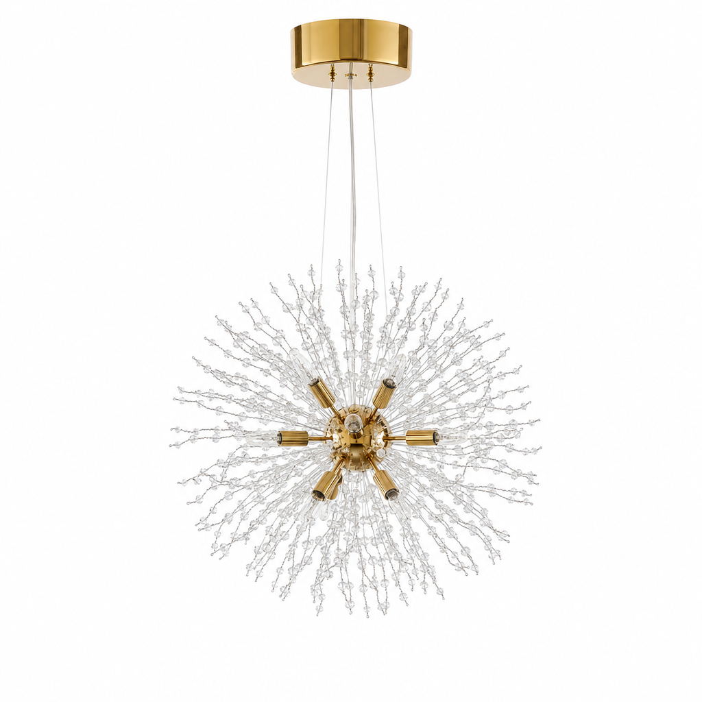 Dandelion Sputnik Chandelier | Gold or Chrome Crystal Starburst, 50/55 cm
