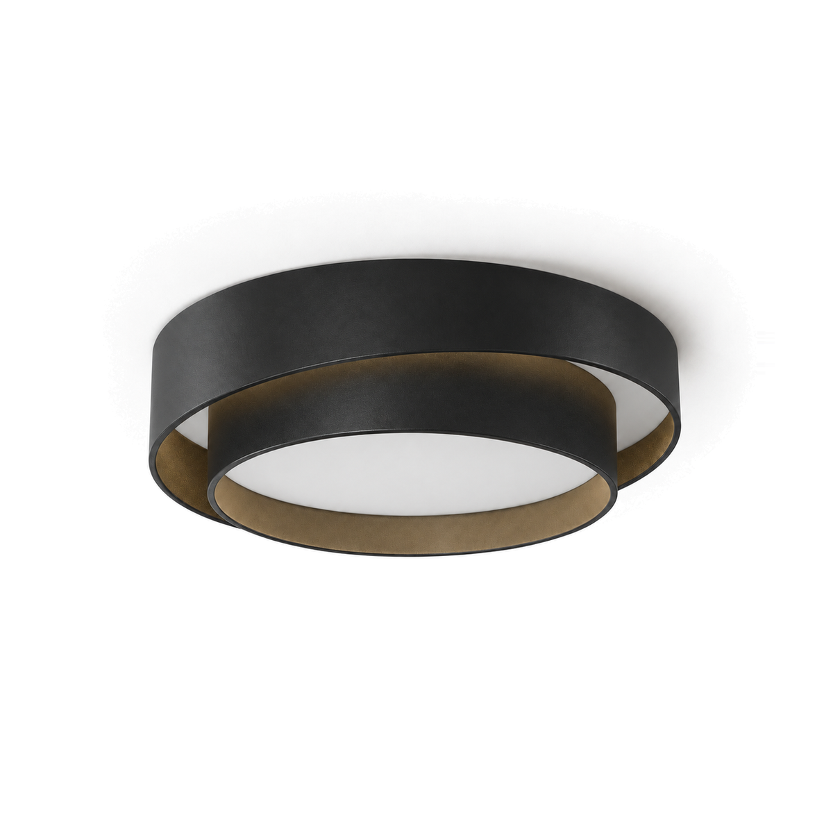 Round LED Flush Ceiling Light | Offset Double Ring, 40 or 50 cm, Black, Grey or White