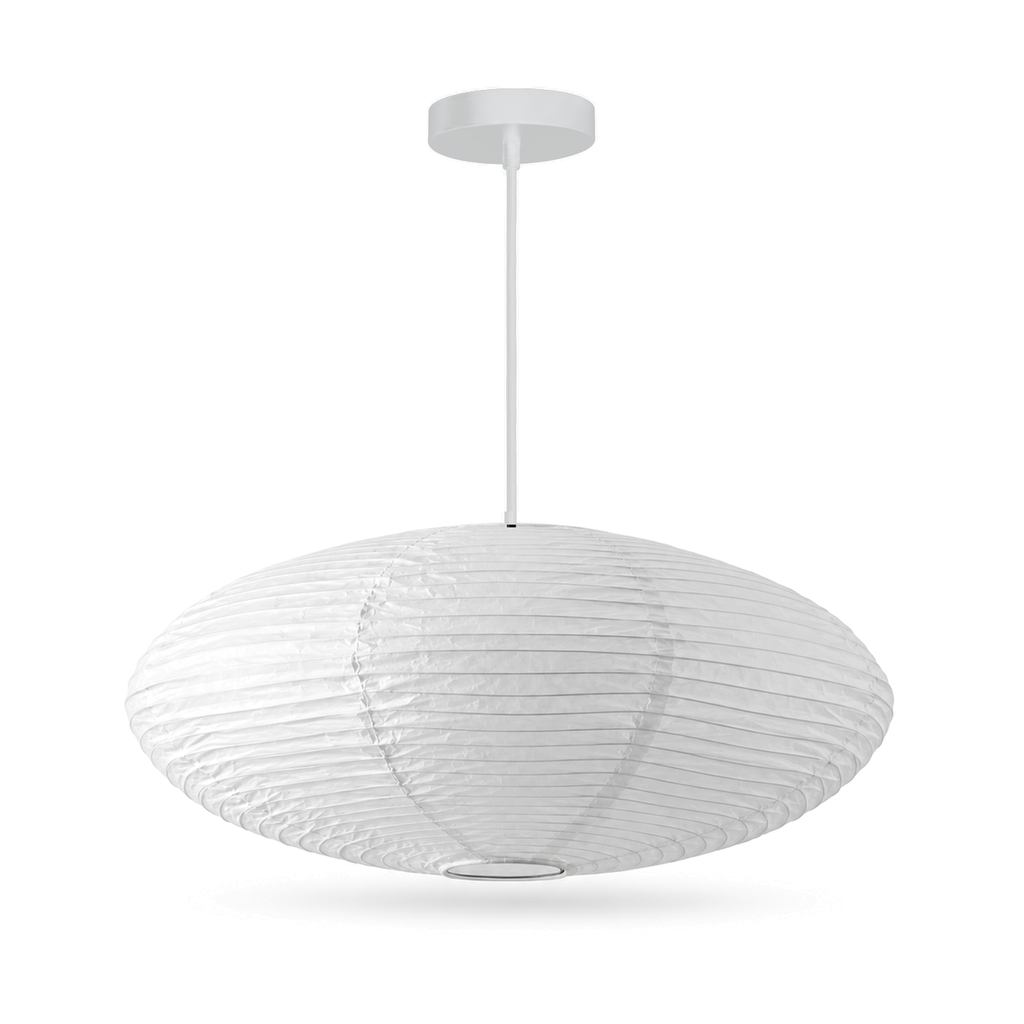 Oval Paper Pendant Light | Japanese Wabi-Sabi Lantern, 50 or 60 cm, White or Black Fitting