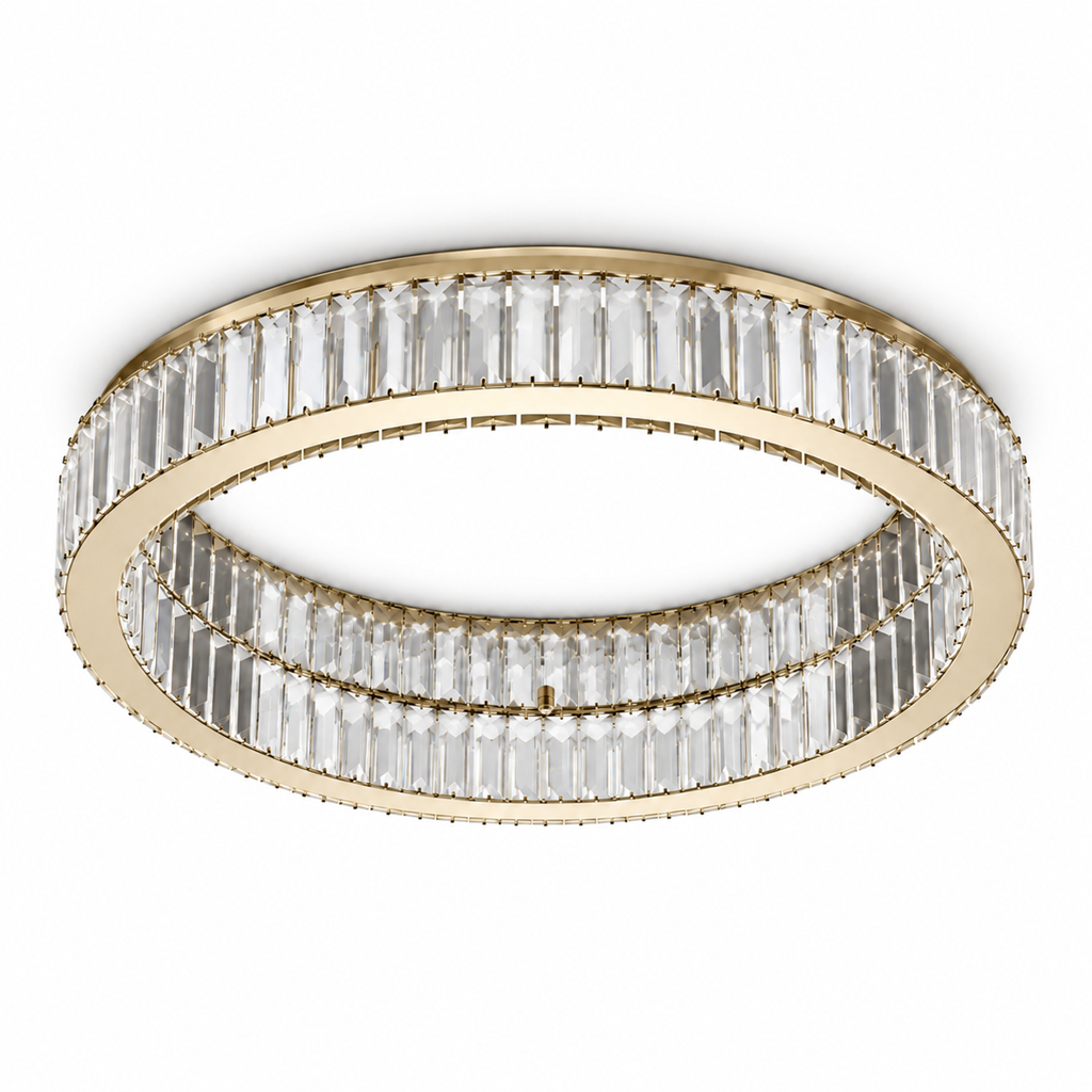 Faceted Crystal Ring Ceiling Light | Gold or Silver, 40/50 cm, Remote Dimming