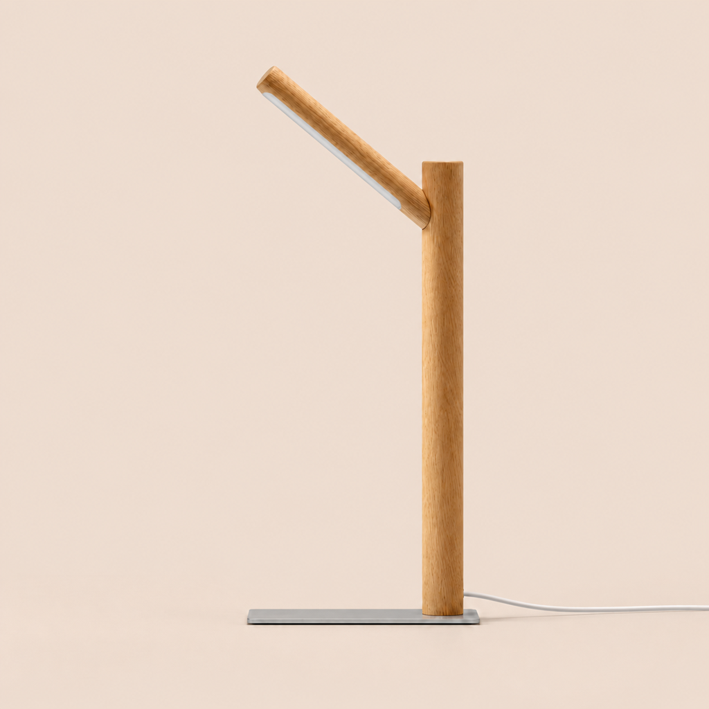 Solid Wood LED Reading Lamp | Walnut or Beech, Minimalist Desk & Bedside Light