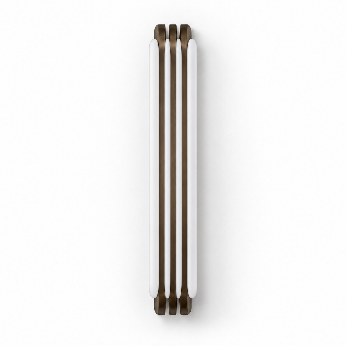 Alabaster & Antique Brass Wall Light | Three-Fin LED Column, Warm White, 35 or 60 cm