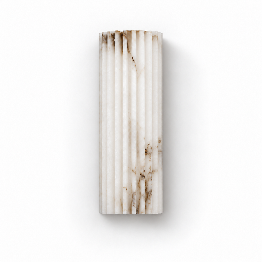 Fluted Alabaster Wall Light | Natural Stone Column, LED Included, 30 or 45 cm Tall