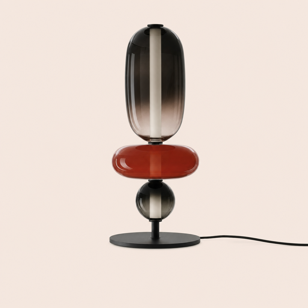 Stacked Glass Totem Table Lamp | 3 Coloured Shades, 45 cm, Bedside & Living Room