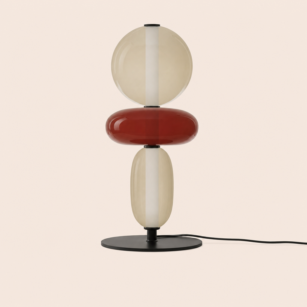 Stacked Glass Totem Table Lamp | 3 Coloured Shades, 45 cm, Bedside & Living Room
