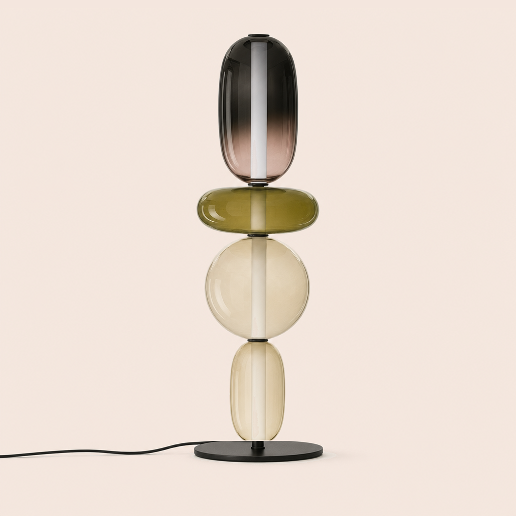 Stacked Glass Totem Table Lamp | 4 Coloured Shades, 66 cm, Console & Sideboard