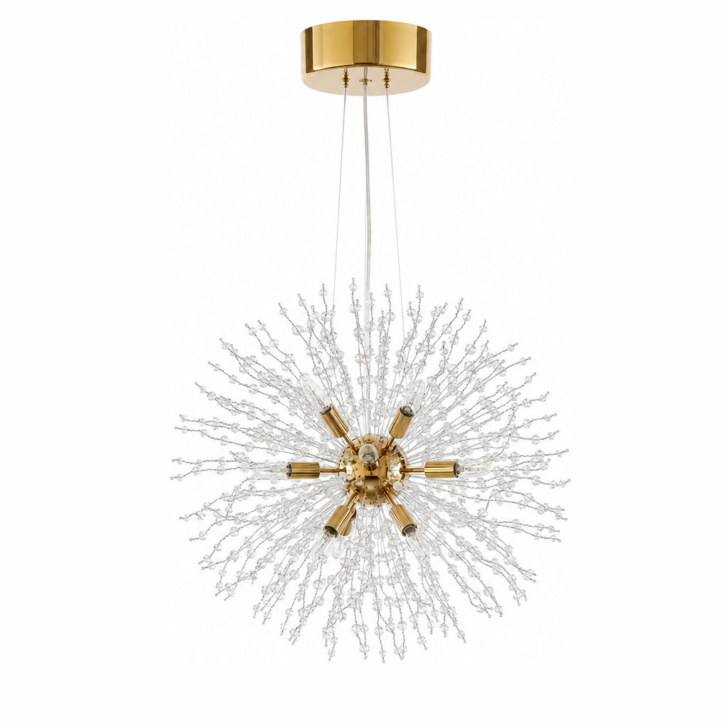Dandelion Sputnik Chandelier | Gold or Chrome Crystal Starburst, 50/55 cm