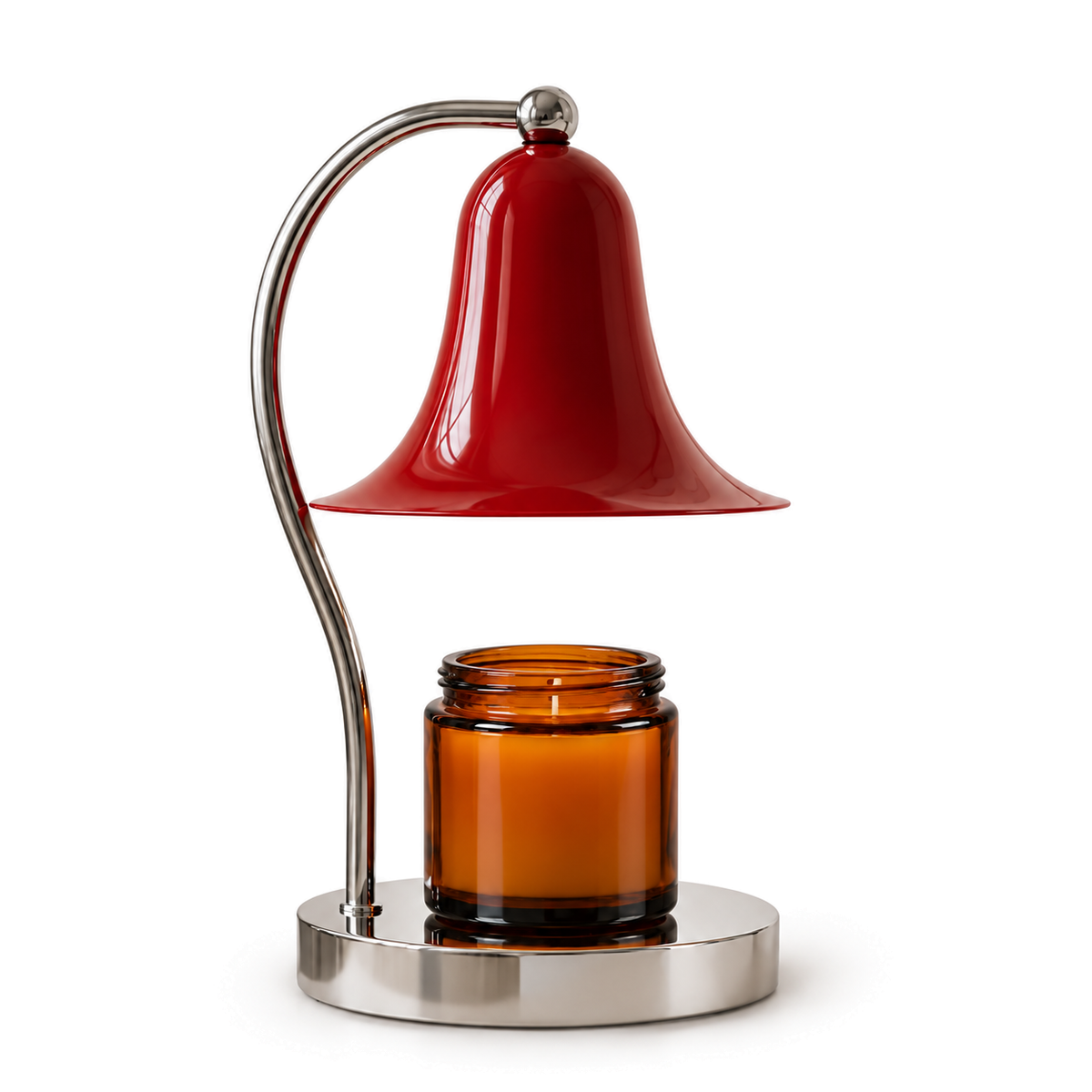 Bell Shade Candle Warmer Lamp | Chrome Arm & Base, Silver Red Yellow or Pink, Gift for Her