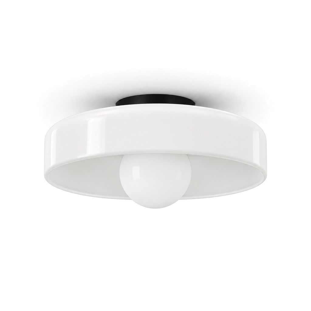 Coloured Glass Flush Ceiling Light | Tinted Glass Disc, 25 cm, Brown, White, Green or Yellow