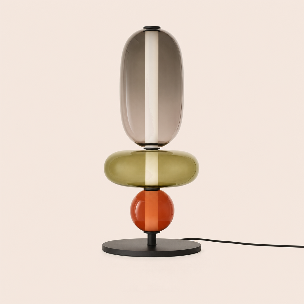 Stacked Glass Totem Table Lamp | 3 Coloured Shades, 45 cm, Bedside & Living Room
