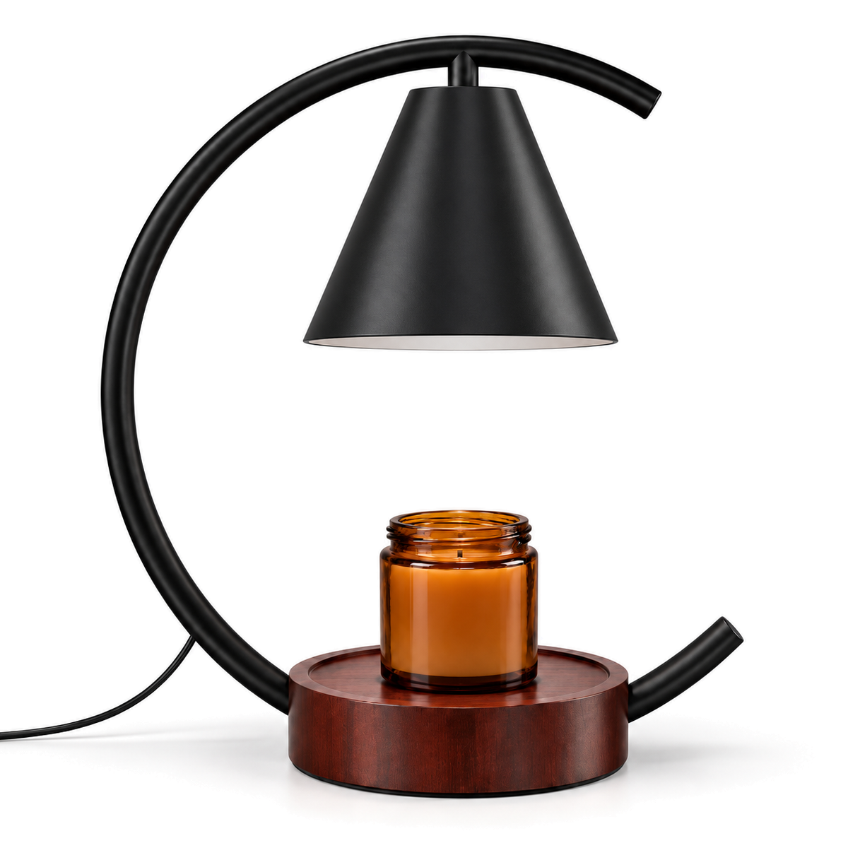 Black Candle Warmer Lamp | Arched Arm, Timer & Dimmer, 2 Bulbs Included, Gift for Her