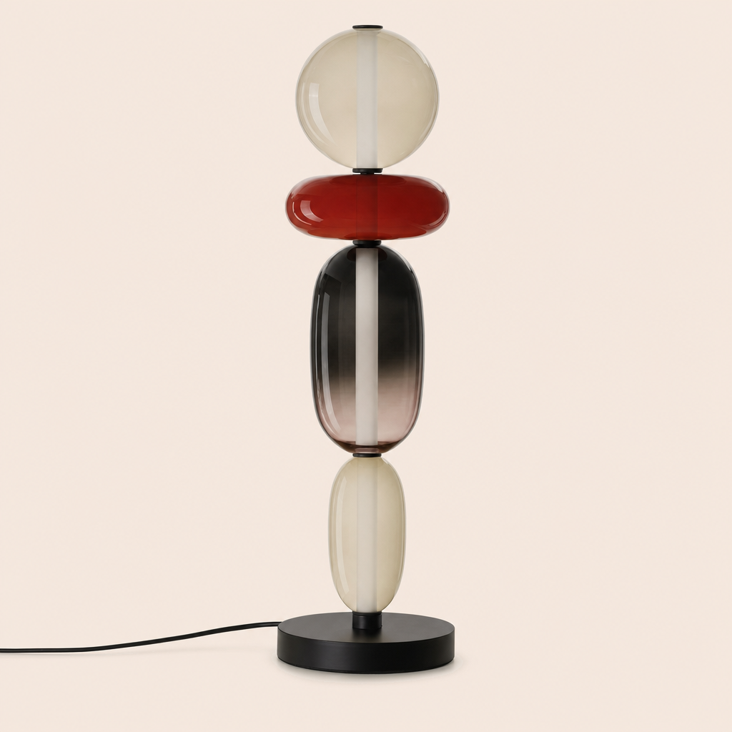 Stacked Glass Totem Table Lamp | 4 Coloured Shades, 66 cm, Console & Sideboard