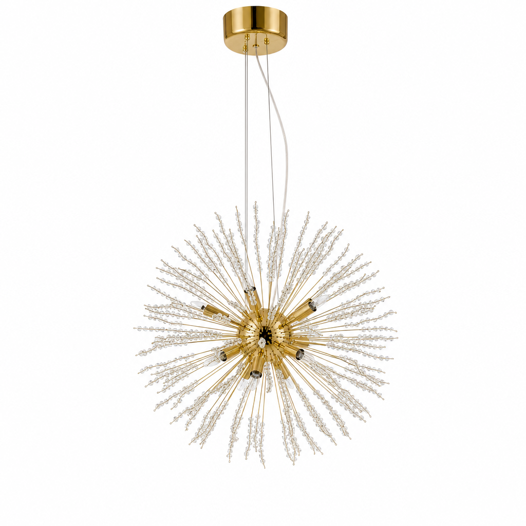 Dandelion Sputnik Chandelier | Gold or Chrome Crystal Starburst, 50/55 cm