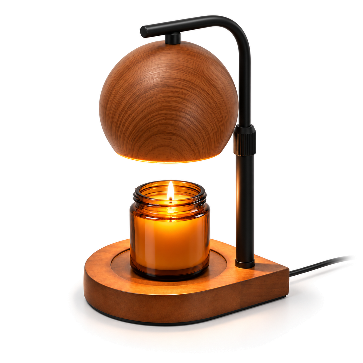 Candle Warmer Lamp | Adjustable Height, Wood or Walnut Base, Dimmable Flameless