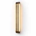 Alabaster & Antique Brass Wall Light | Three-Fin LED Column, Warm White, 35 or 60 cm