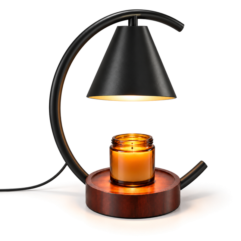 Black Candle Warmer Lamp | Arched Arm, Timer & Dimmer, 2 Bulbs Included, Gift for Her