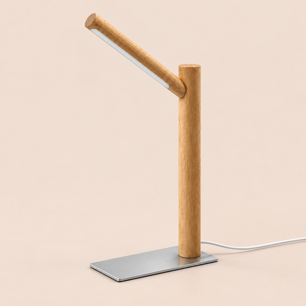Solid Wood LED Reading Lamp | Walnut or Beech, Minimalist Desk & Bedside Light