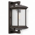Outdoor Wall Lantern | Ribbed Glass IP54, Brown, Porch & Front Door