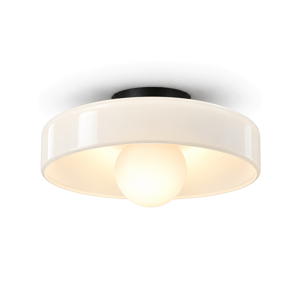 Coloured Glass Flush Ceiling Light | Tinted Glass Disc, 25 cm, Brown, White, Green or Yellow