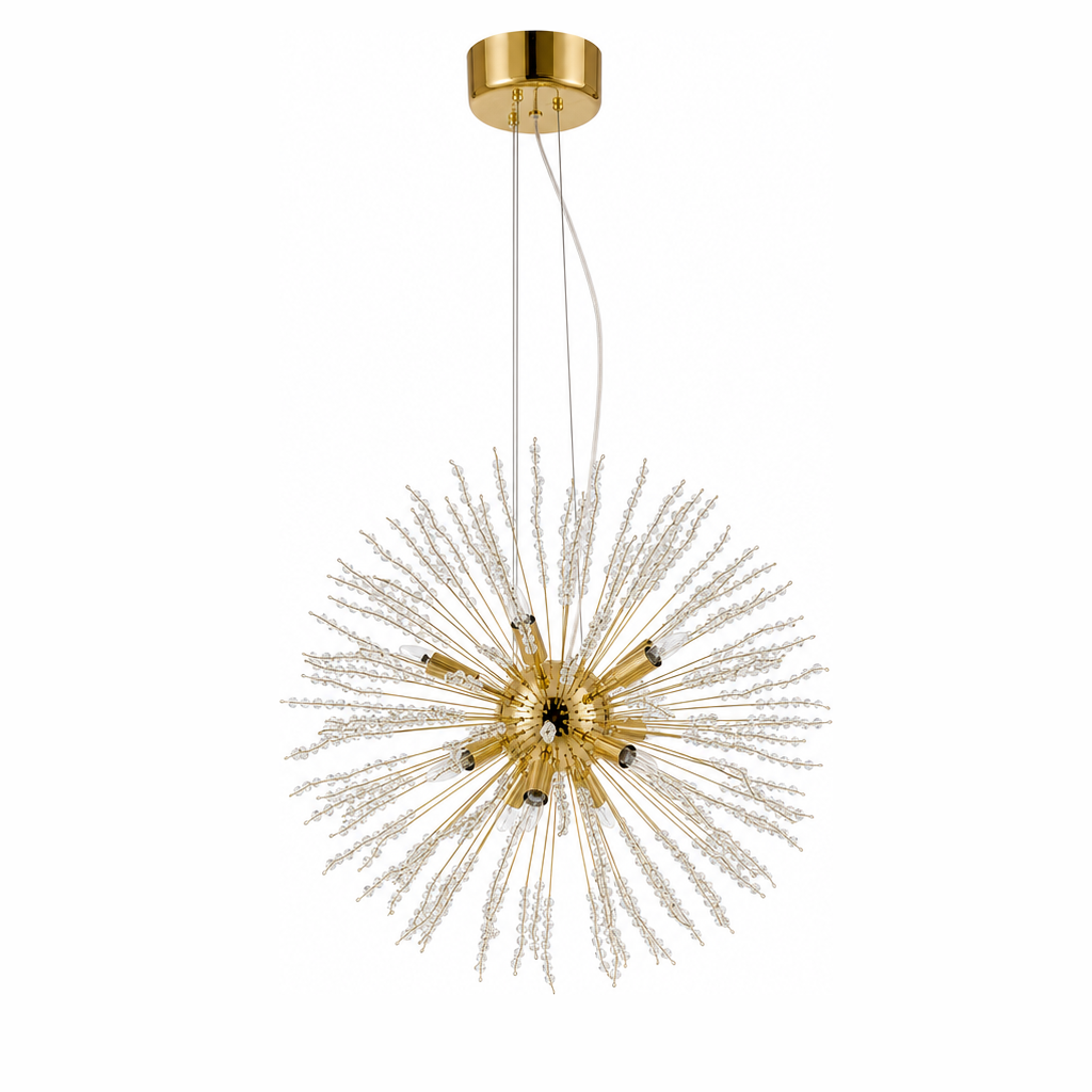 Dandelion Sputnik Chandelier | Gold or Chrome Crystal Starburst, 50/55 cm