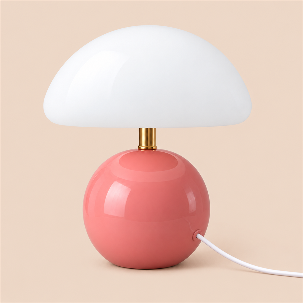 Mushroom Table Lamp | Acrylic Dome & Lacquered Base, 20 cm, 5 Colours