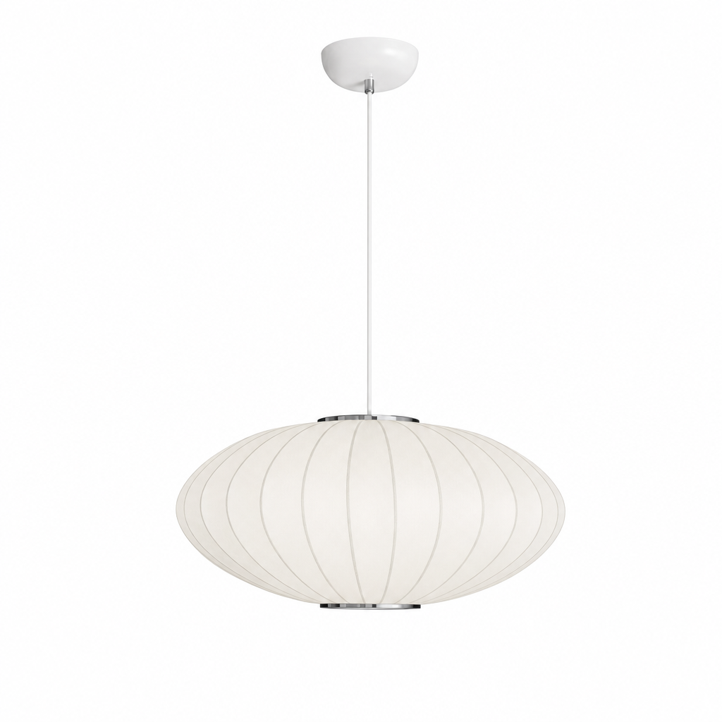Oval Silk Pendant Light | Japanese Wabi-Sabi Handmade Shade, 30-60 cm, Dining Room