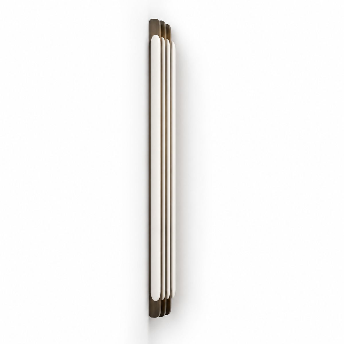 Alabaster & Antique Brass Wall Light | Three-Fin LED Column, Warm White, 35 or 60 cm