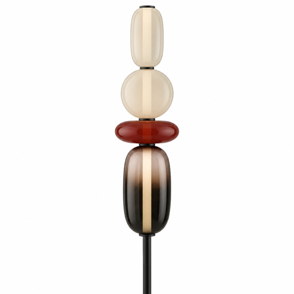 Stacked Glass Totem Floor Lamp | 4 Shades, 130/160 cm, Dimmable Standing Light