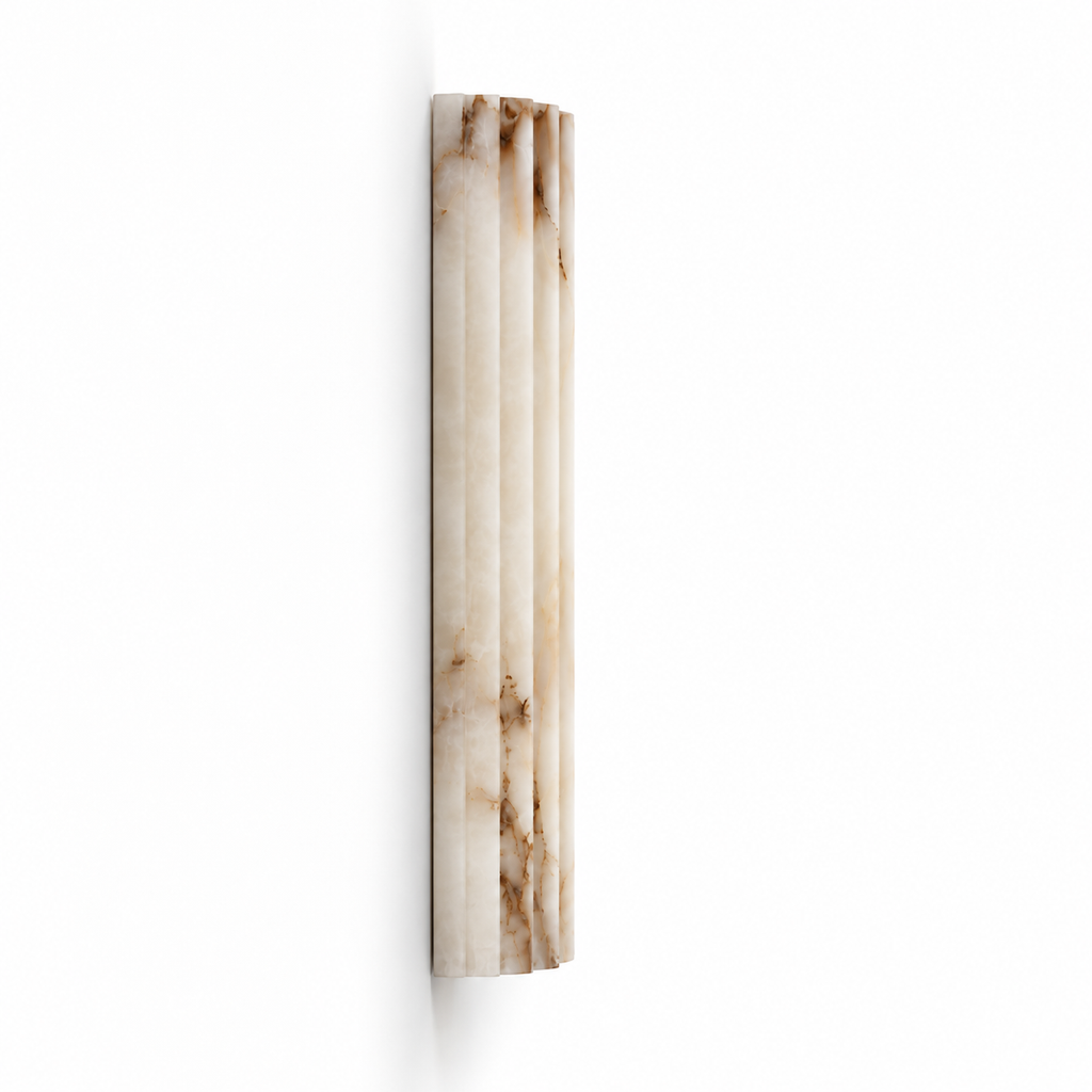 Fluted Alabaster Wall Light | Natural Stone Column, LED Included, 30 or 45 cm Tall