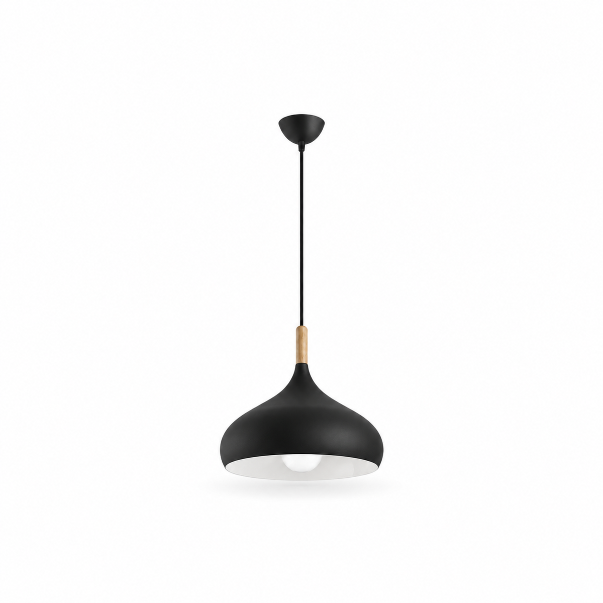 Dome Pendant Light | Matt Metal & Wooden Accent, 4 Colours, Kitchen & Dining
