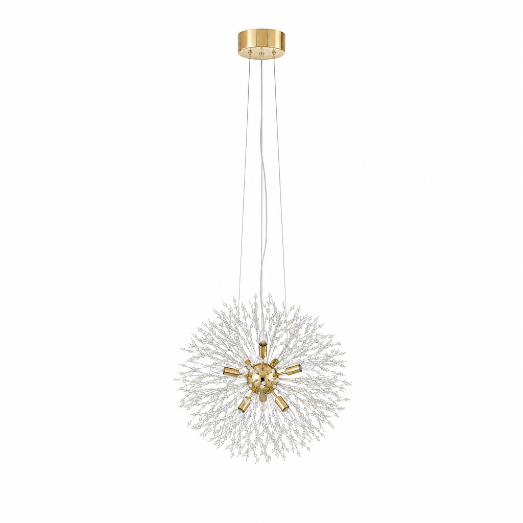 Dandelion Sputnik Chandelier | Gold or Chrome Crystal Starburst, 50/55 cm