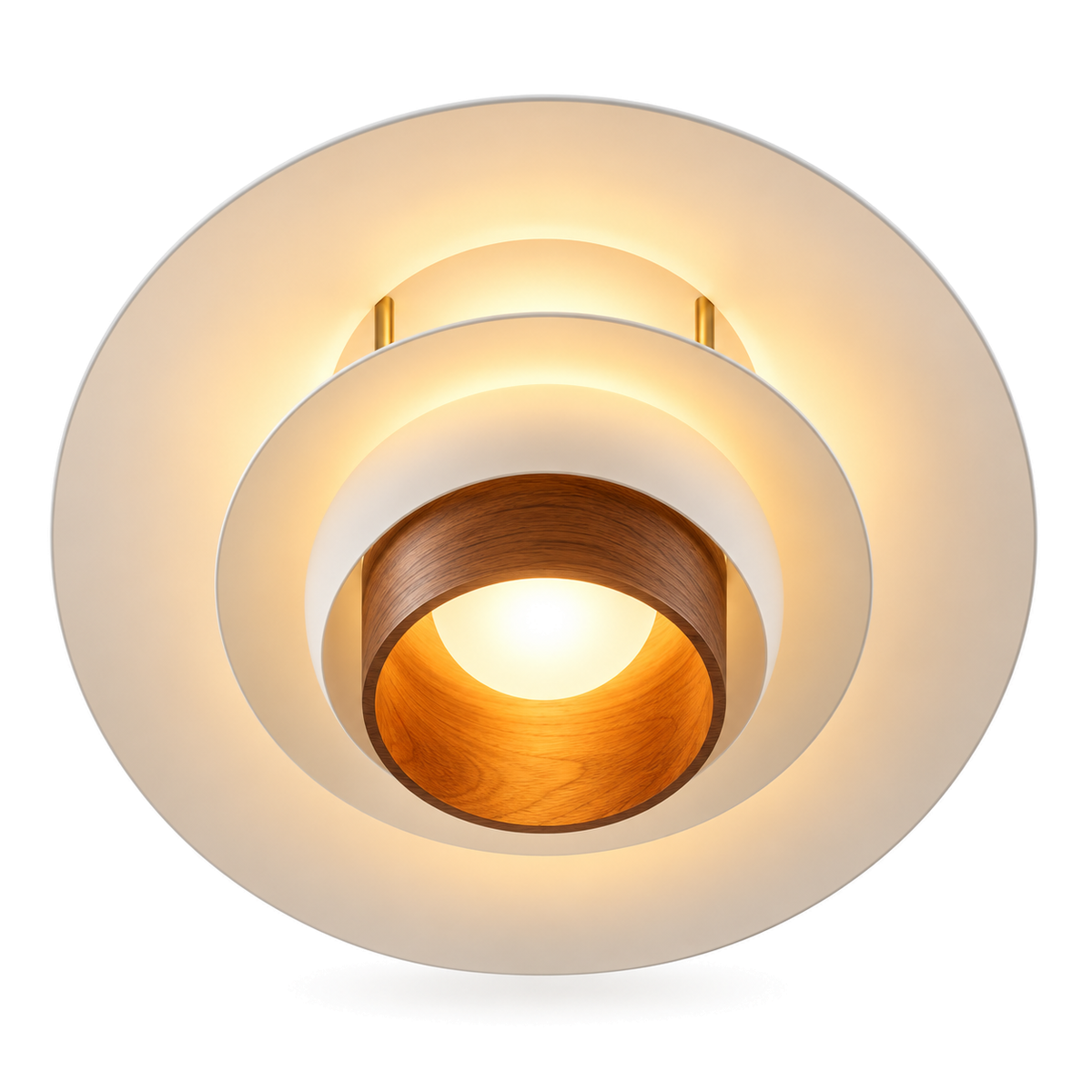 Layered Pendant Light | Danish-Style Tiers with Wood Bands, 35 or 42 cm, White, Cream or Black