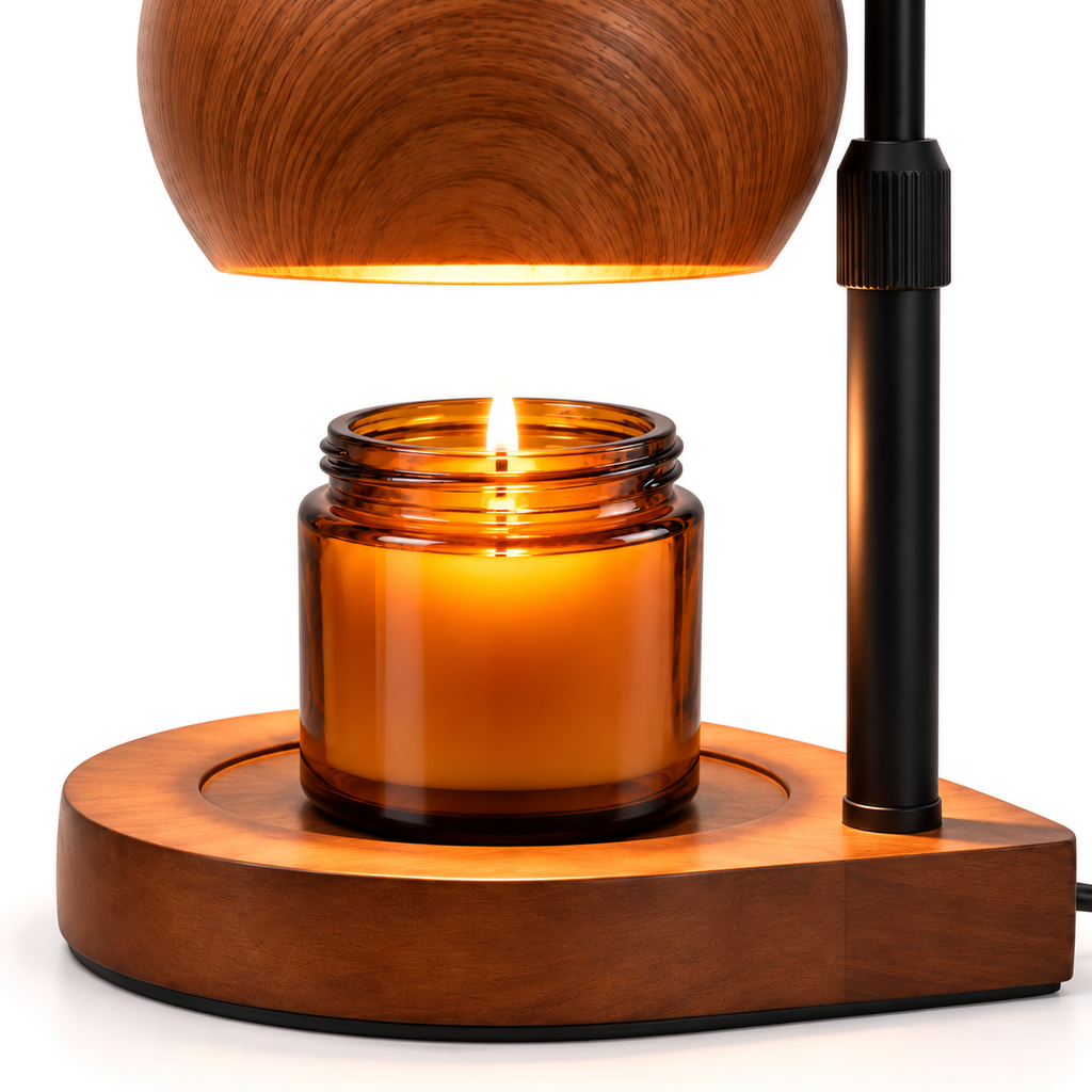 Candle Warmer Lamp | Adjustable Height, Wood or Walnut Base, Dimmable Flameless
